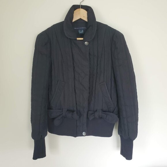 French Connection Black Bomber Jacket / Size 8 - Picture 2 of 8